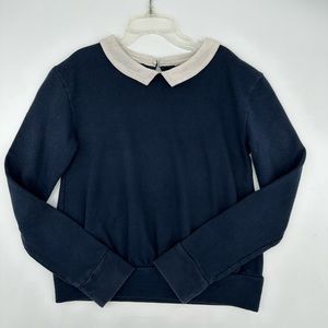Olive Juice Navy With White Collar Long Sleeve Shirt